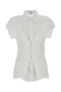 Alexander McQueen Ruched Cotton Shirt — White
