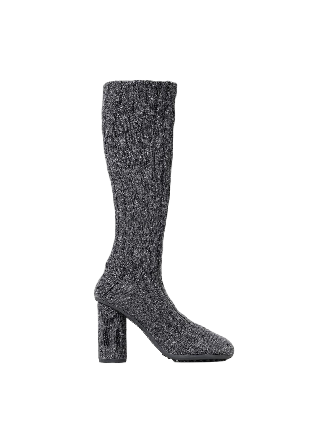 Bottega Veneta Knitted Wool Ribbed Boot — Gray