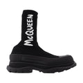Alexander McQueen Logo-Embroidered Knit Sock Boot — Black