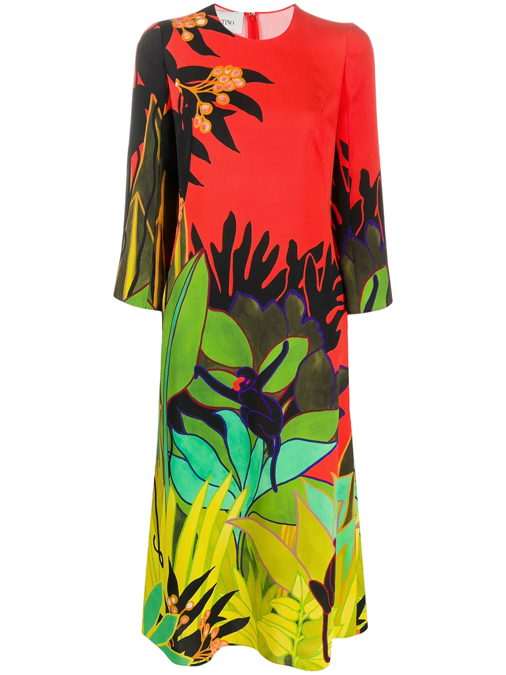 Valentino Monkey Forest Print Dress — Red