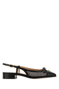 Valentino Garavani Mesh & Leather Slingback Ballet Flat — Black