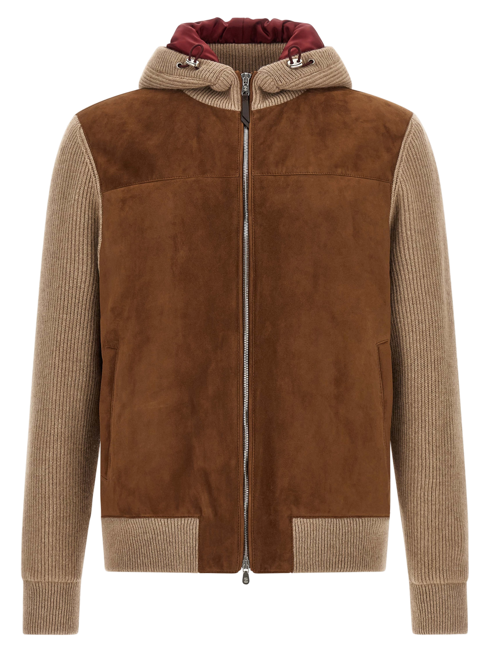 Brunello Cucinelli Suede and Cashmere Bomber Jacket — Brown