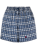 Kiton Spot-Print Silk Shorts — Navy