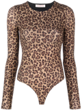 Valentino Leopard-Print Jersey Bodysuit — Brown