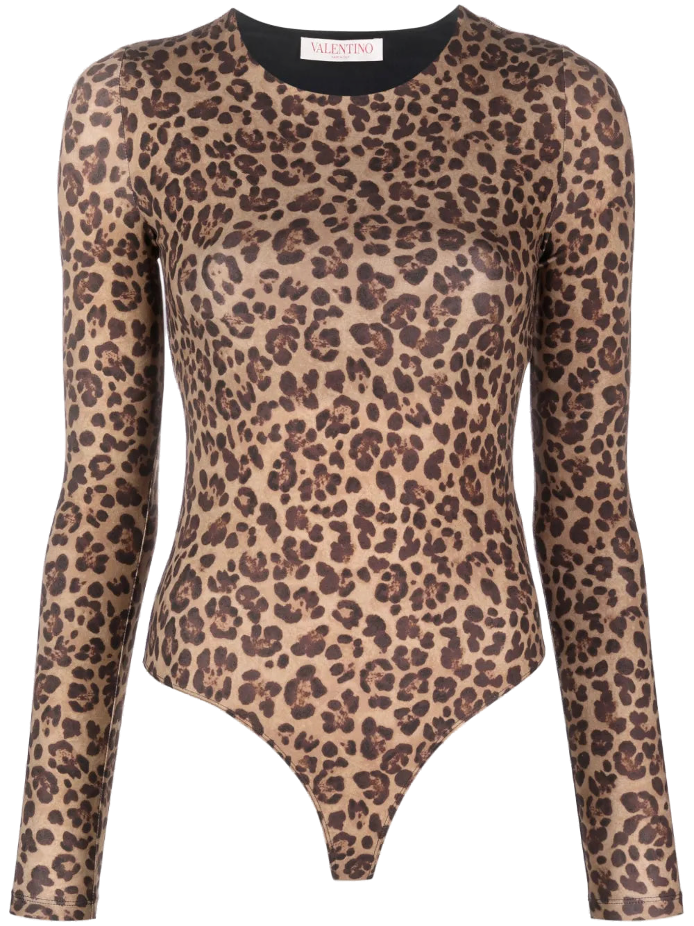Valentino Leopard-Print Jersey Bodysuit — Brown
