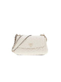 Guess Quilted Convertible Flap Crossbody Bag — Stone