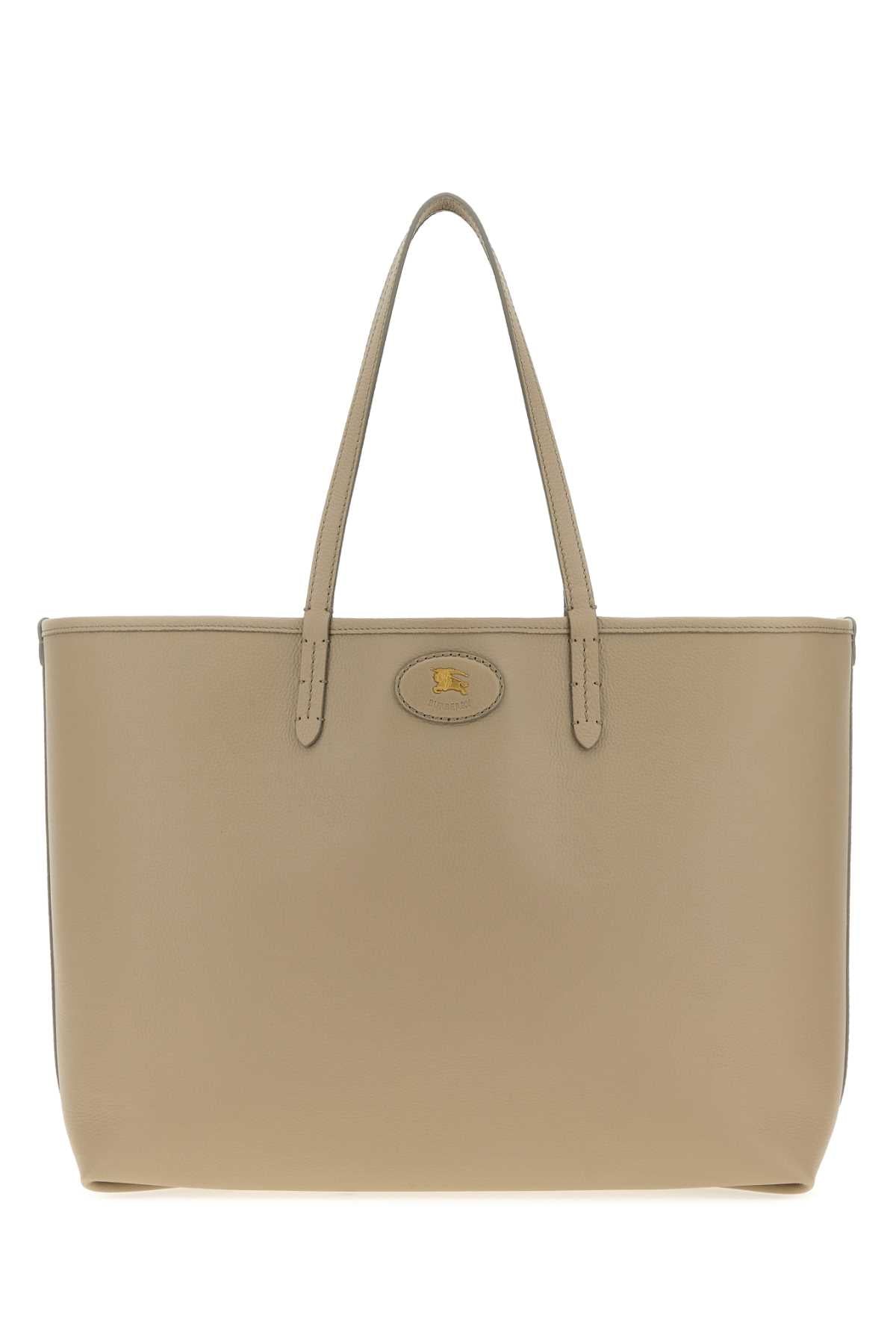 Burberry Leather Tote Tote Bag — Beige