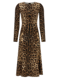 Dolce & Gabbana Leopard Print Viscose Dress — Brown