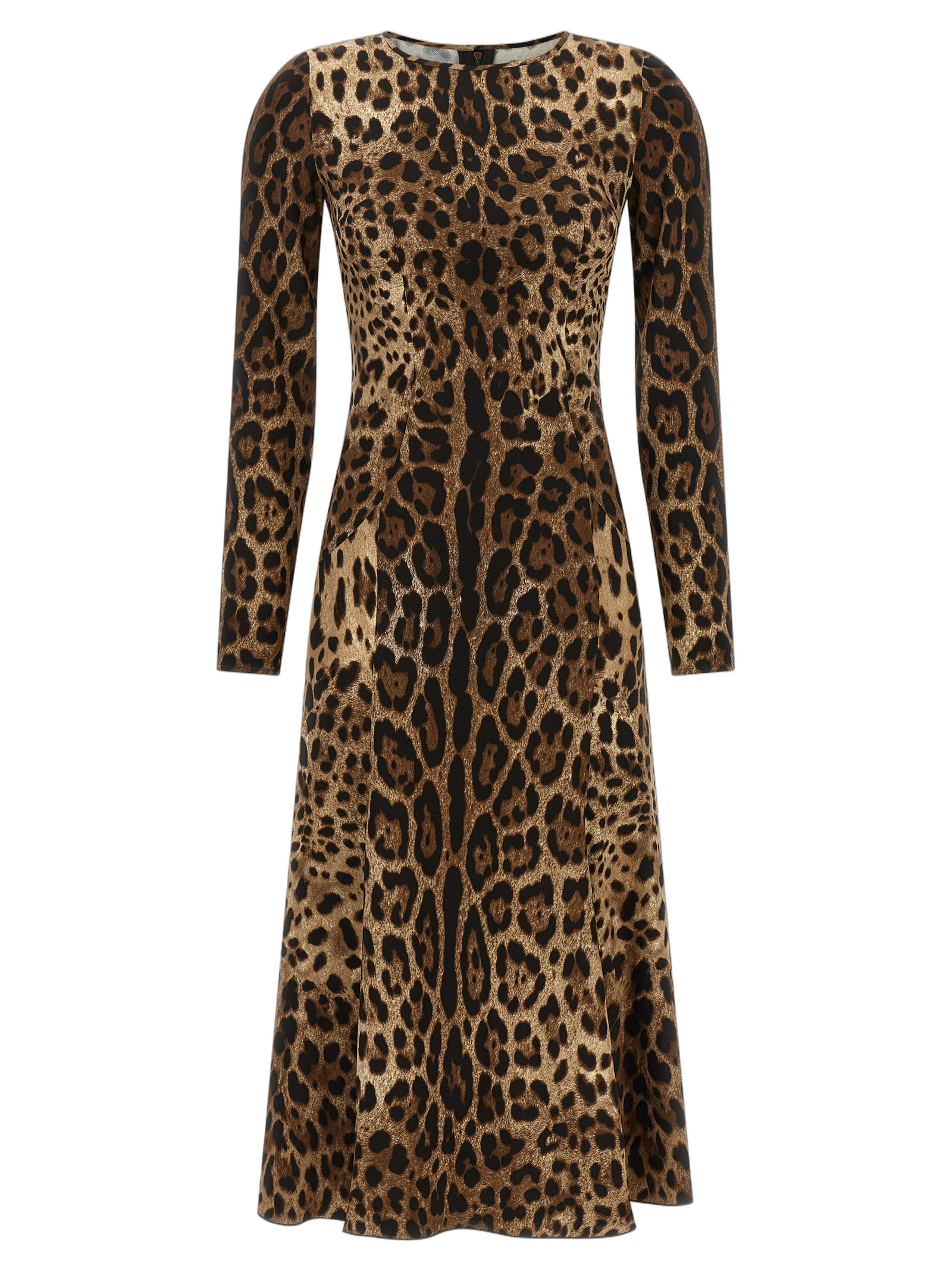 Dolce & Gabbana Leopard Print Viscose Dress — Brown