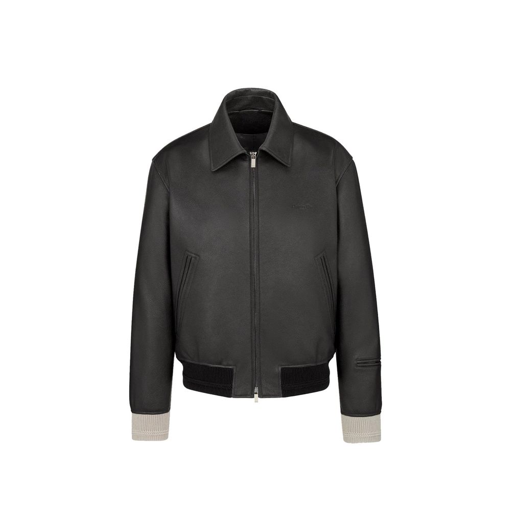 Dior Leather Bomber Jacket — Black