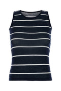 Balenciaga Striped Cotton-Nylon Tank Top — Navy