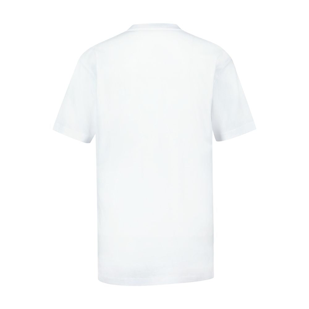 Versace Writing Embroidery Cotton T-Shirt — White
