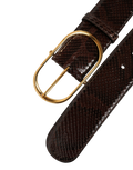 Dolce & Gabbana Python Leather Gold-Buckle Belt — Brown