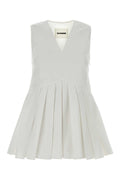 Jil Sander Pleated Cotton Tank Top — White