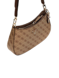 Guess Logo Monogram Shoulder Bag — Beige