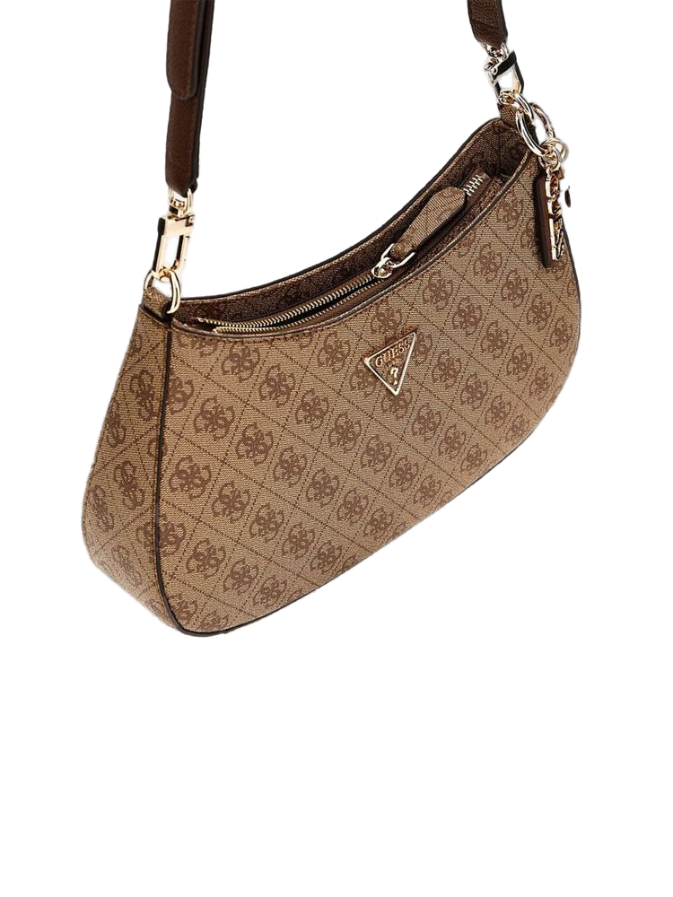 Guess Logo Monogram Shoulder Bag — Beige