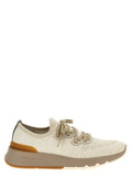 Brunello Cucinelli Knitted Cotton Low-Top Sneaker — Beige