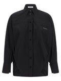 The Attico Logo-Embroidered Cotton Blouse — Black