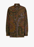 Dries Van Noten Landscape-Print Corduroy Shirt — Khaki