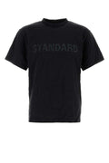 Camiseta de algodón con logo bordado de Balenciaga — Negro