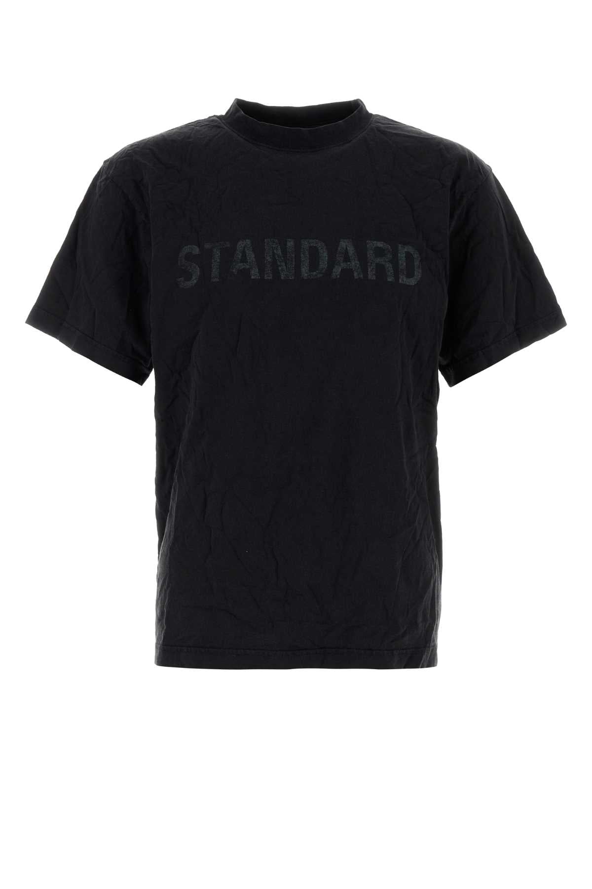 Camiseta de algodón con logo bordado de Balenciaga — Negro