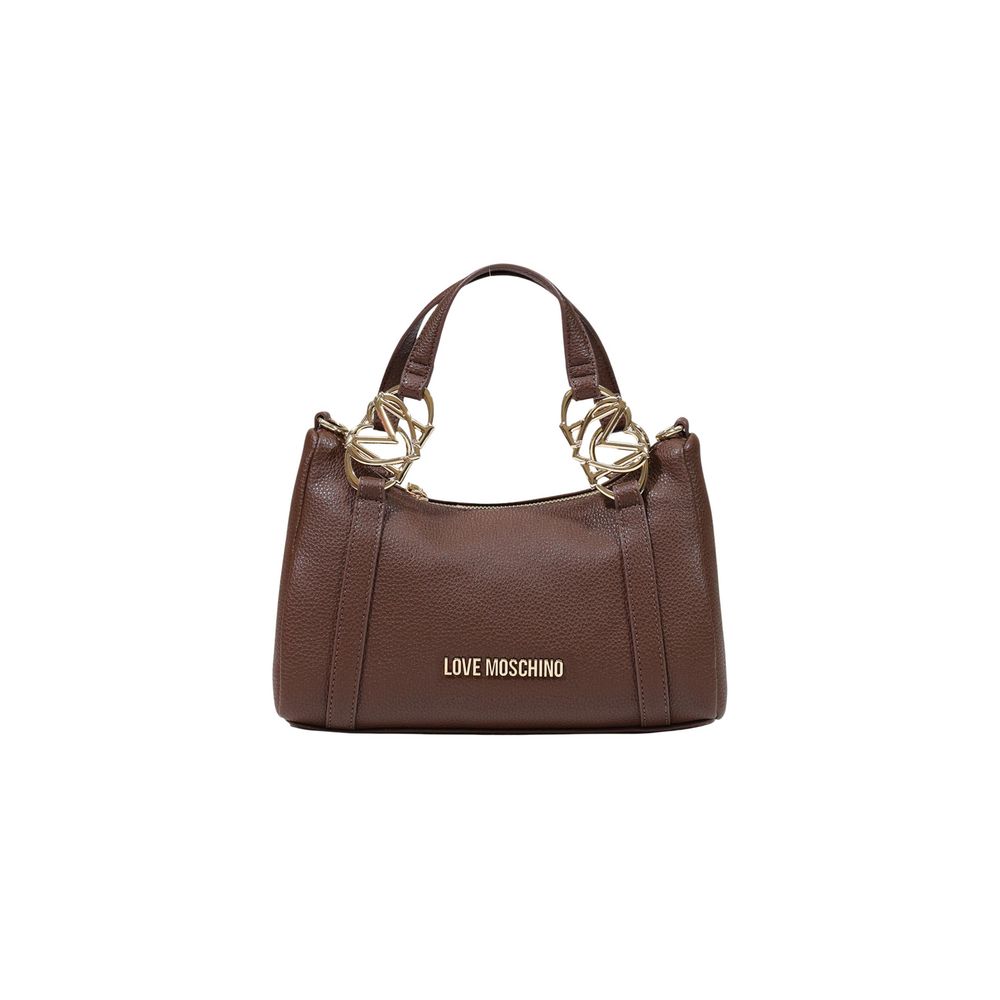 Love Moschino Pebbled Polyurethane Shoulder Bag — Brown