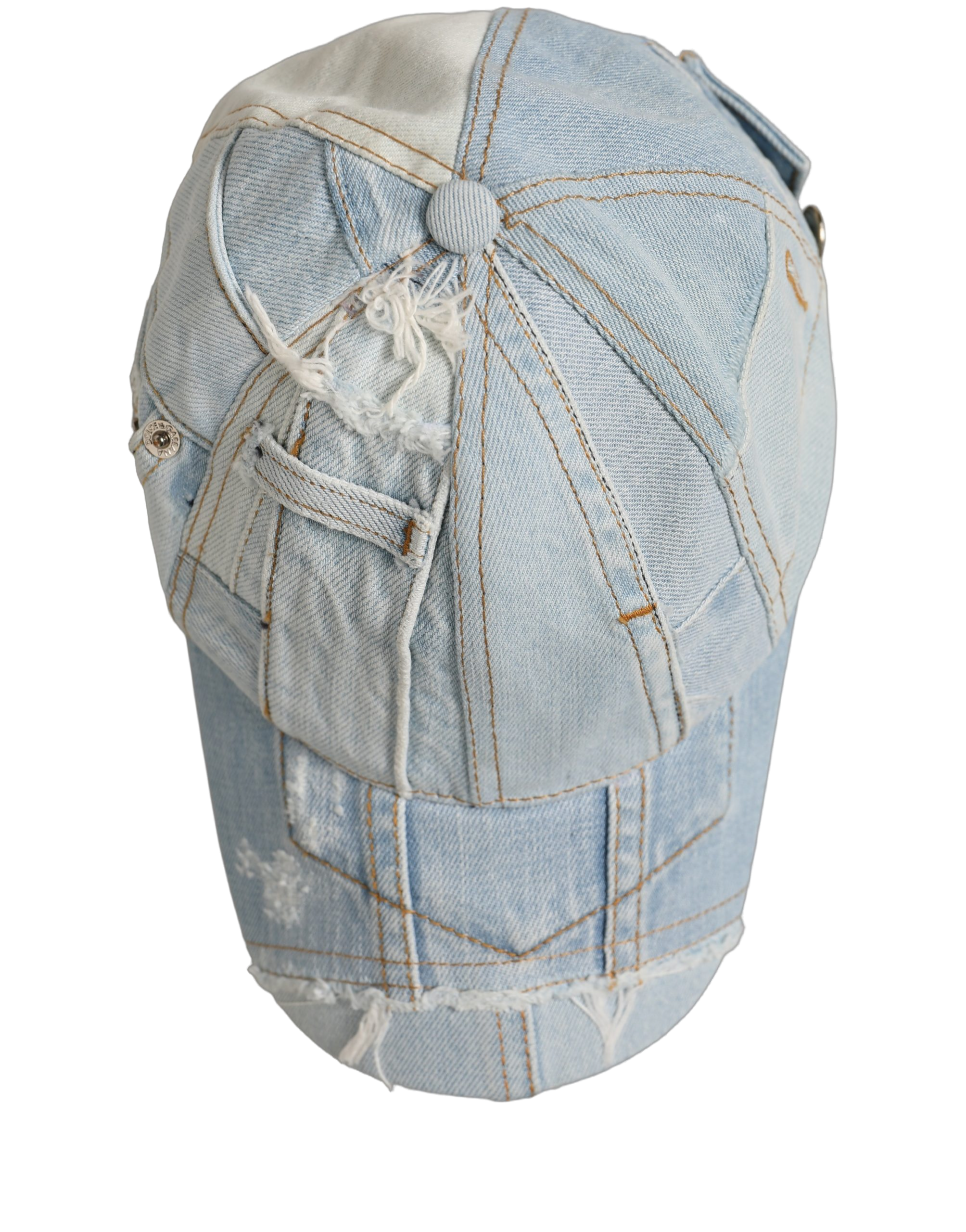 Dolce & Gabbana HAT10056 Patchwork Denim Baseball Cap — Blue