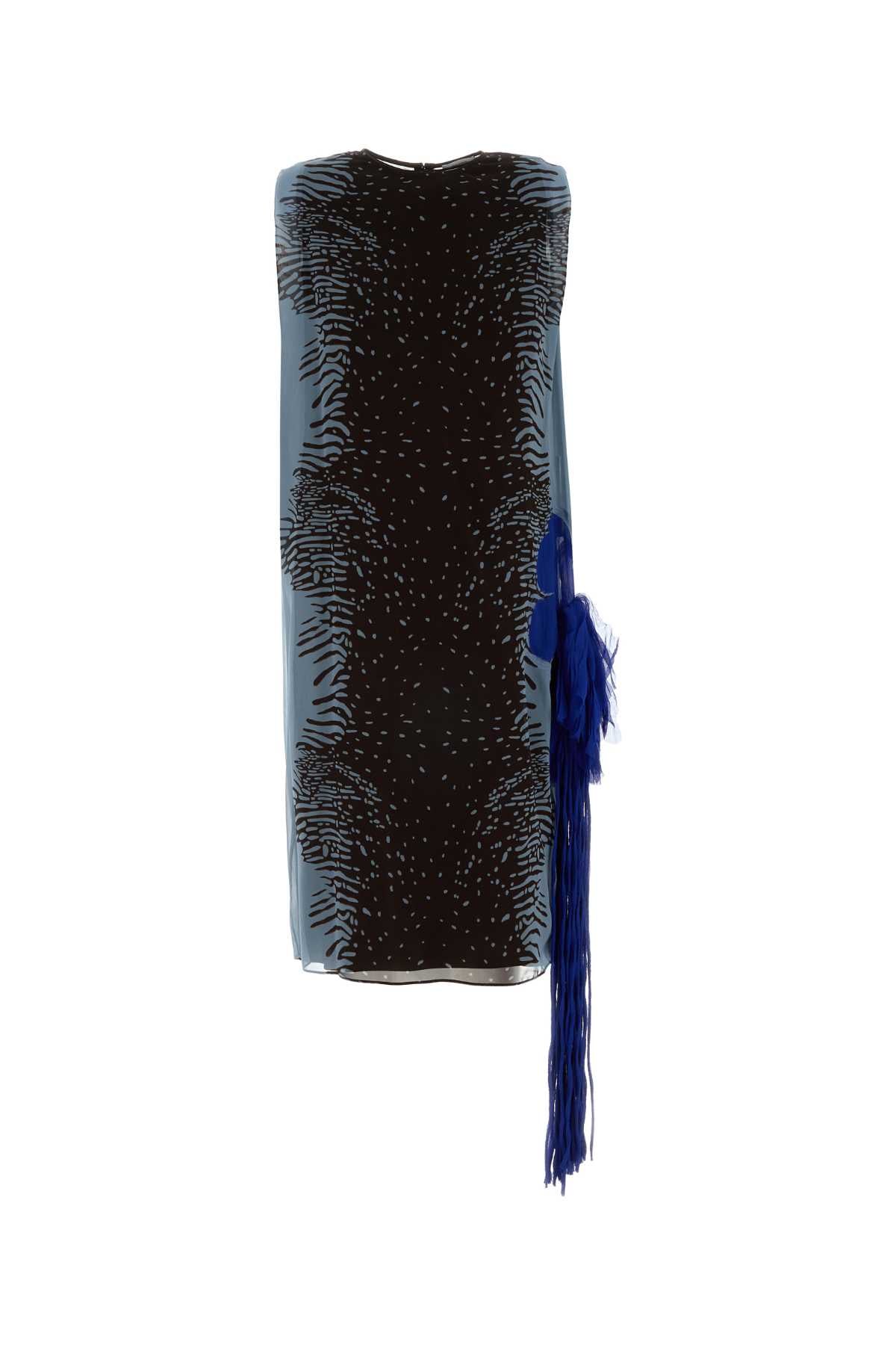 Ferragamo Silk with Tassel Detail Dress — Navy