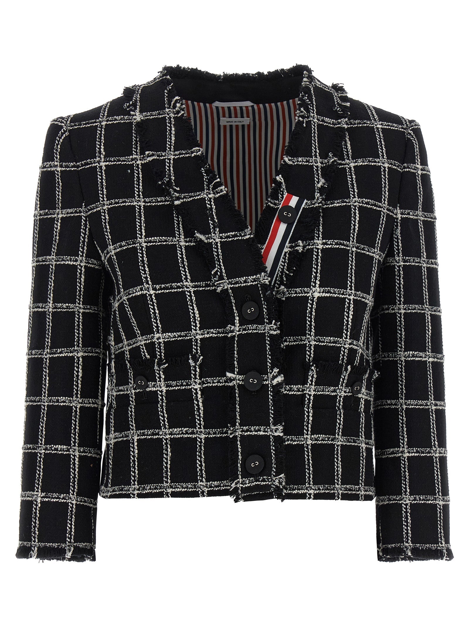Thom Browne Windowpane Check Blazer — Black