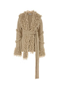 The Attico Fringe-Trimmed Wool Blend Jacket — Beige