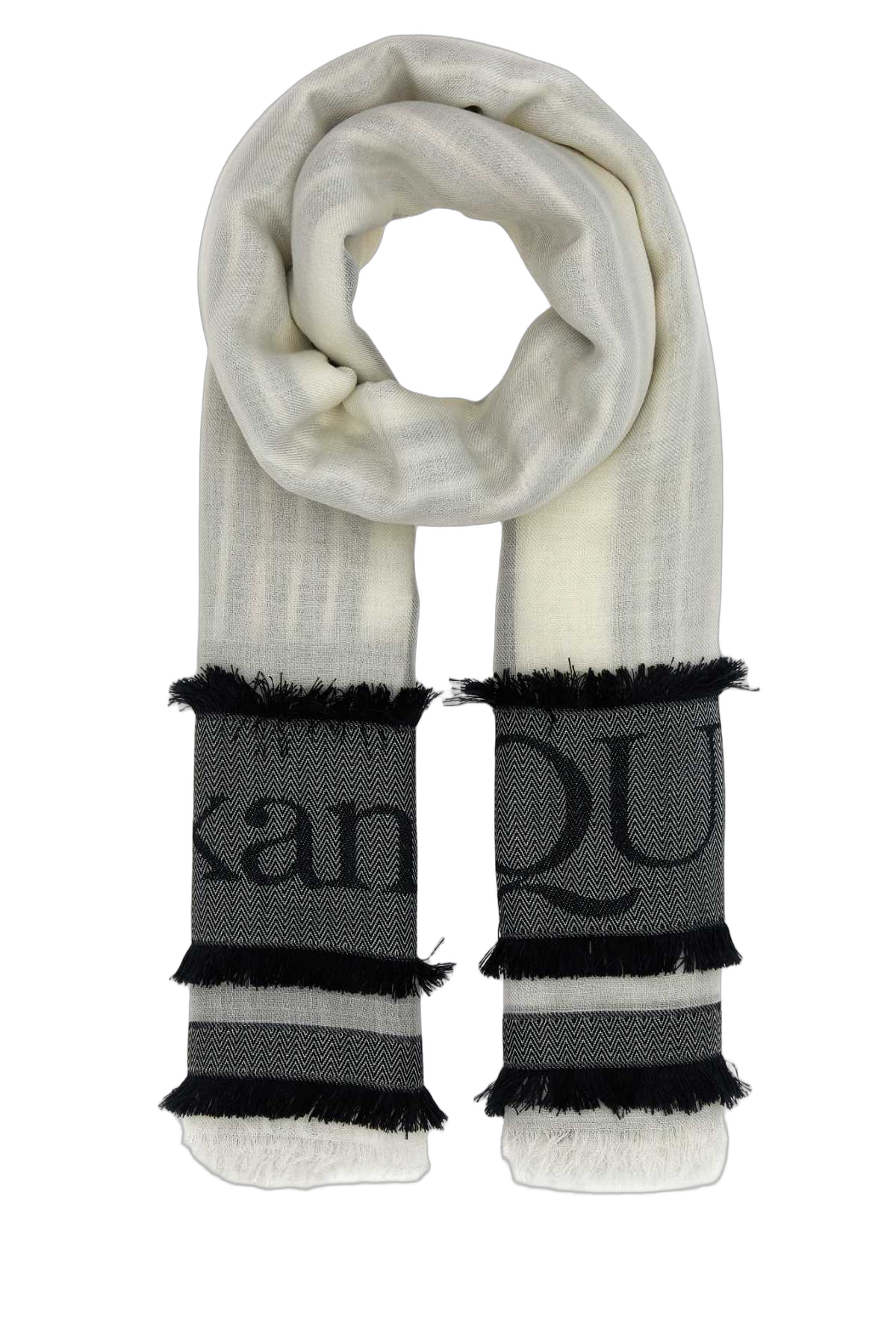 Alexander McQueen Chevron Patterned Knit Scarf — Ivory