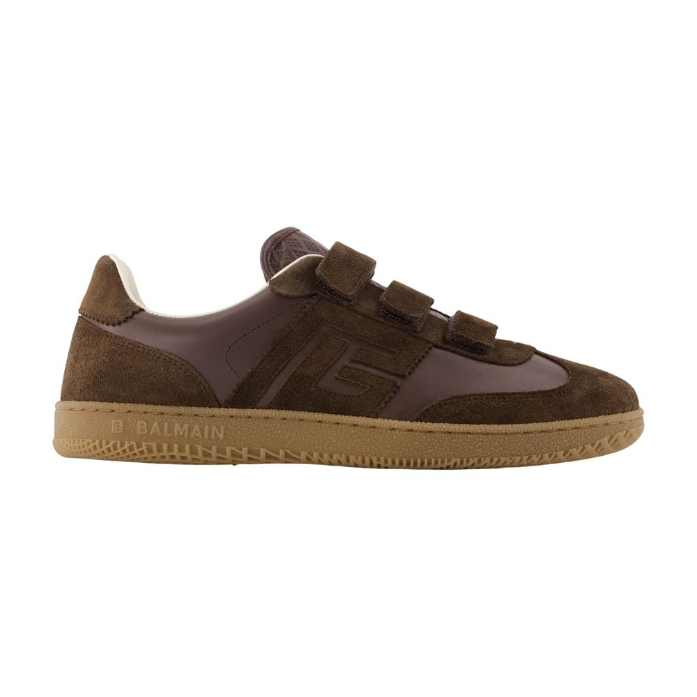 Balmain Swan Scratch Sneaker — Brown