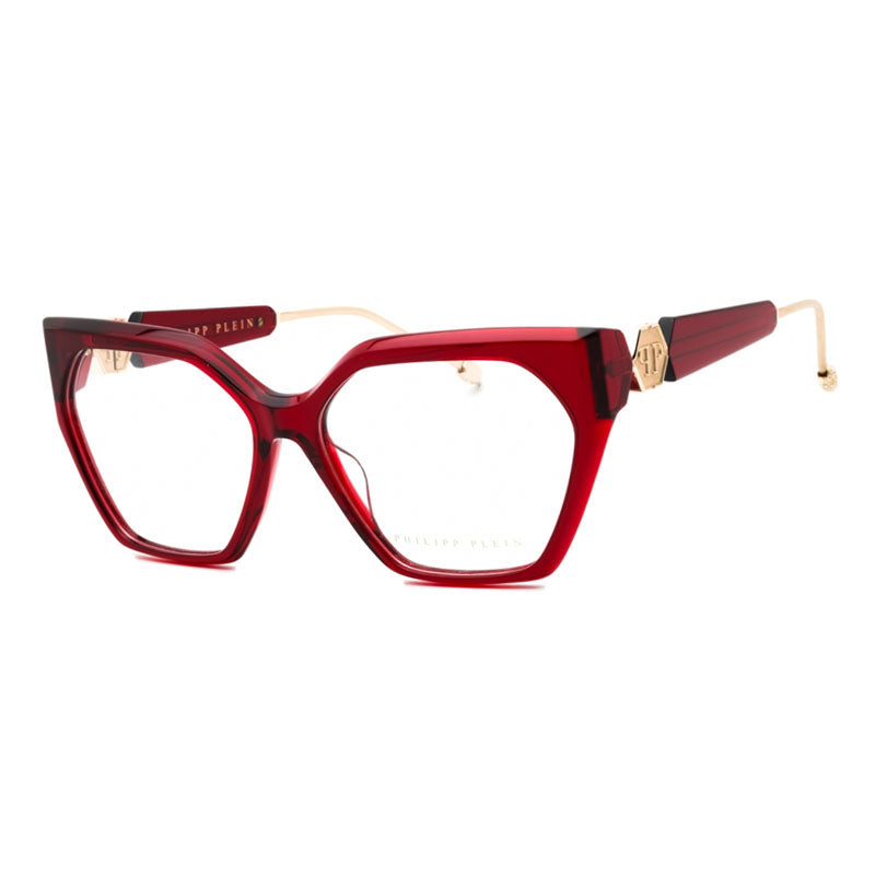 Philipp Plein VPP068S Bold Square Frame Eyeglasses — Red
