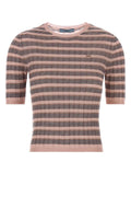 Prada Striped Cashmere-Silk Knit Sweater — Pink