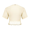 Rabanne Beaded Fringe Hem Cotton T-Shirt — ivory