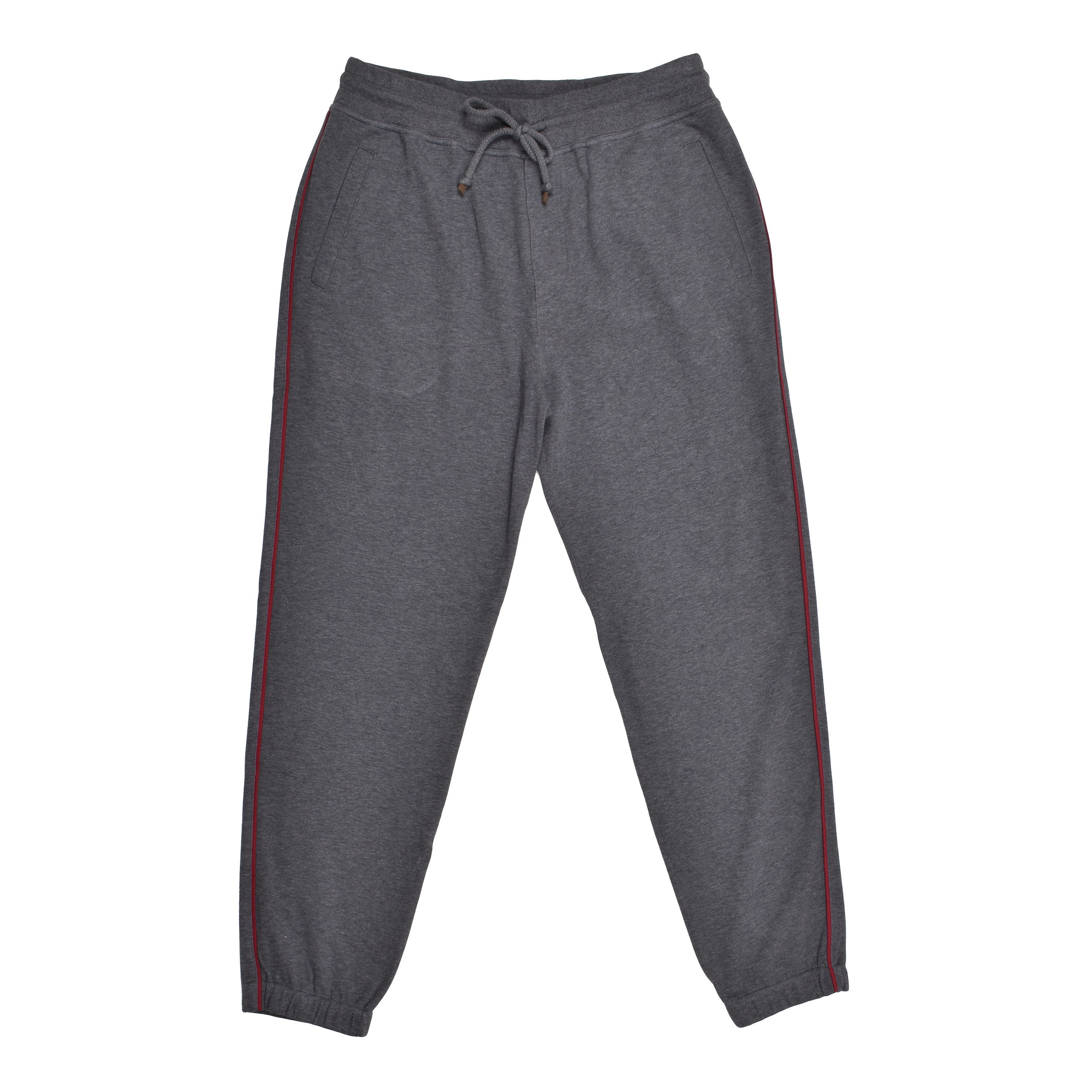 Brunello Cucinelli Contrast Piping Track Joggers — Gray