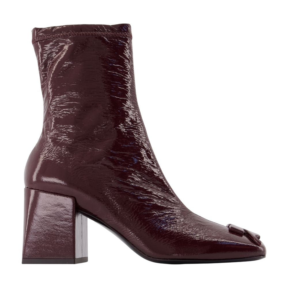Courreges Patent Synthetic Ankle Boot — Burgundy