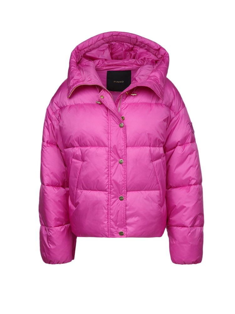 Pinko Quilted Polyamide Down Jacket — Magenta