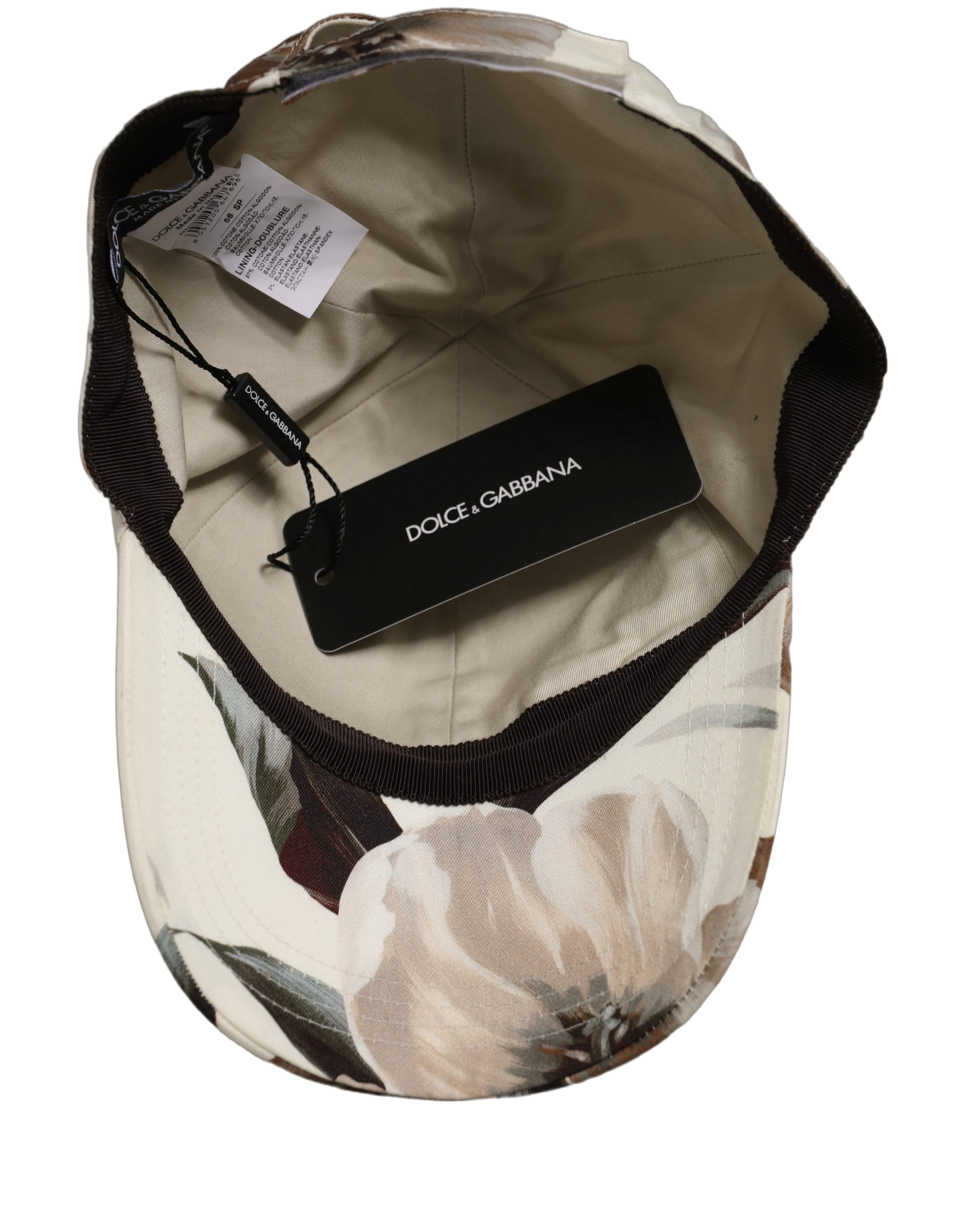 Dolce & Gabbana HAT10033 Floral Cotton Baseball Cap — Beige