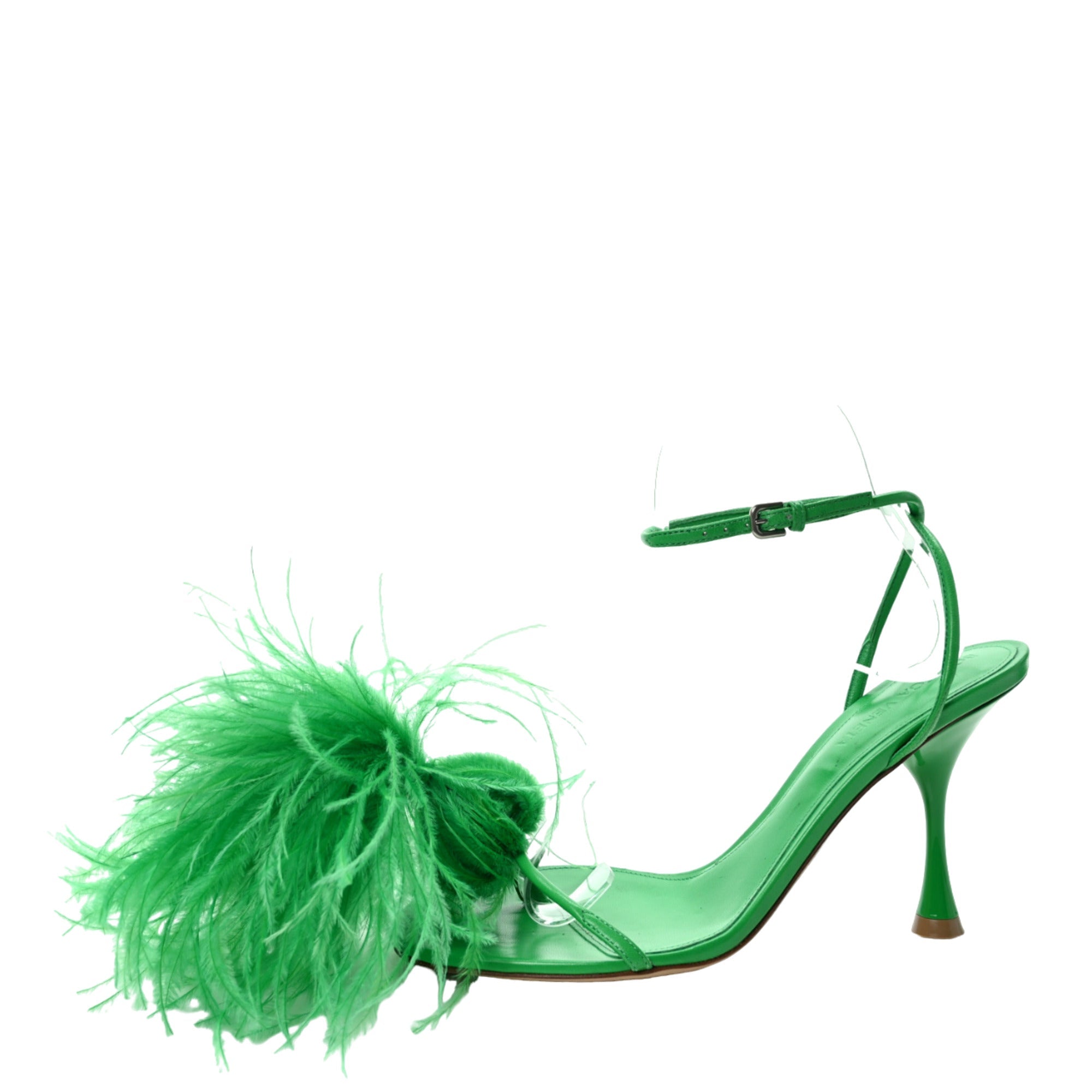 Bottega Veneta Feather-Embellished Heel — Green
