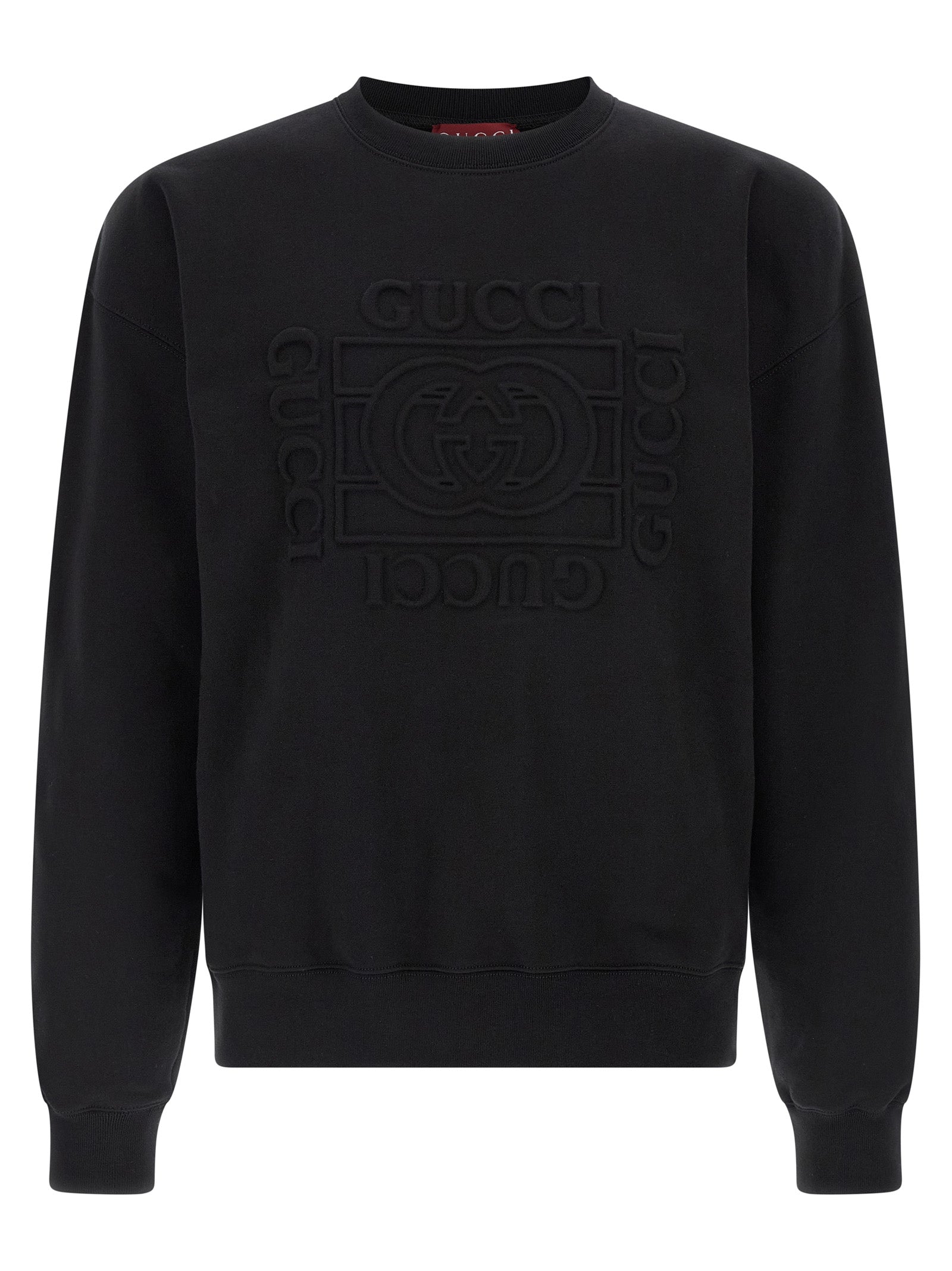 Gucci Embossed Logo Cotton Sweatshirt — Black