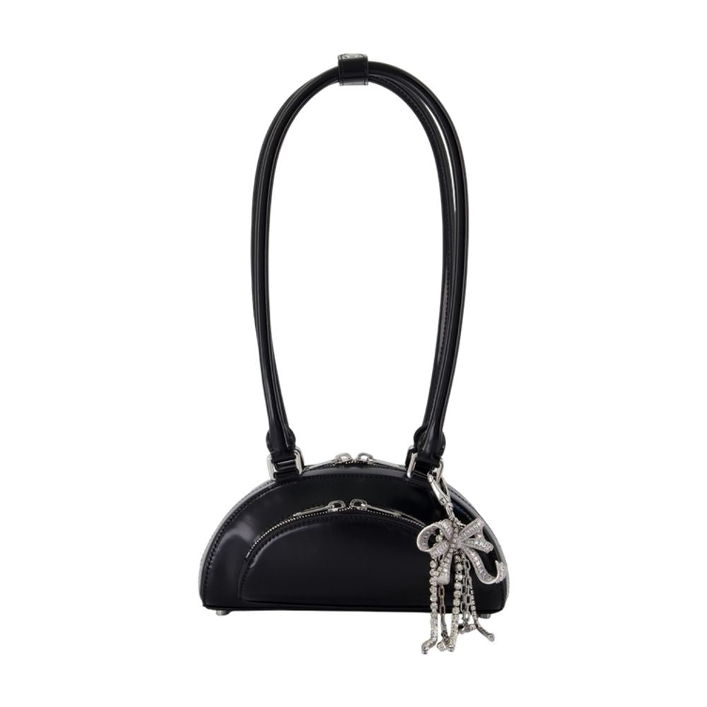 Self-Portrait Mini Leather with Charm Shoulder Bag — Black