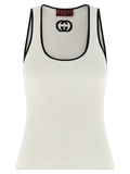 Gucci Logo Intarsia Ribbed Viscose Tank Top — White