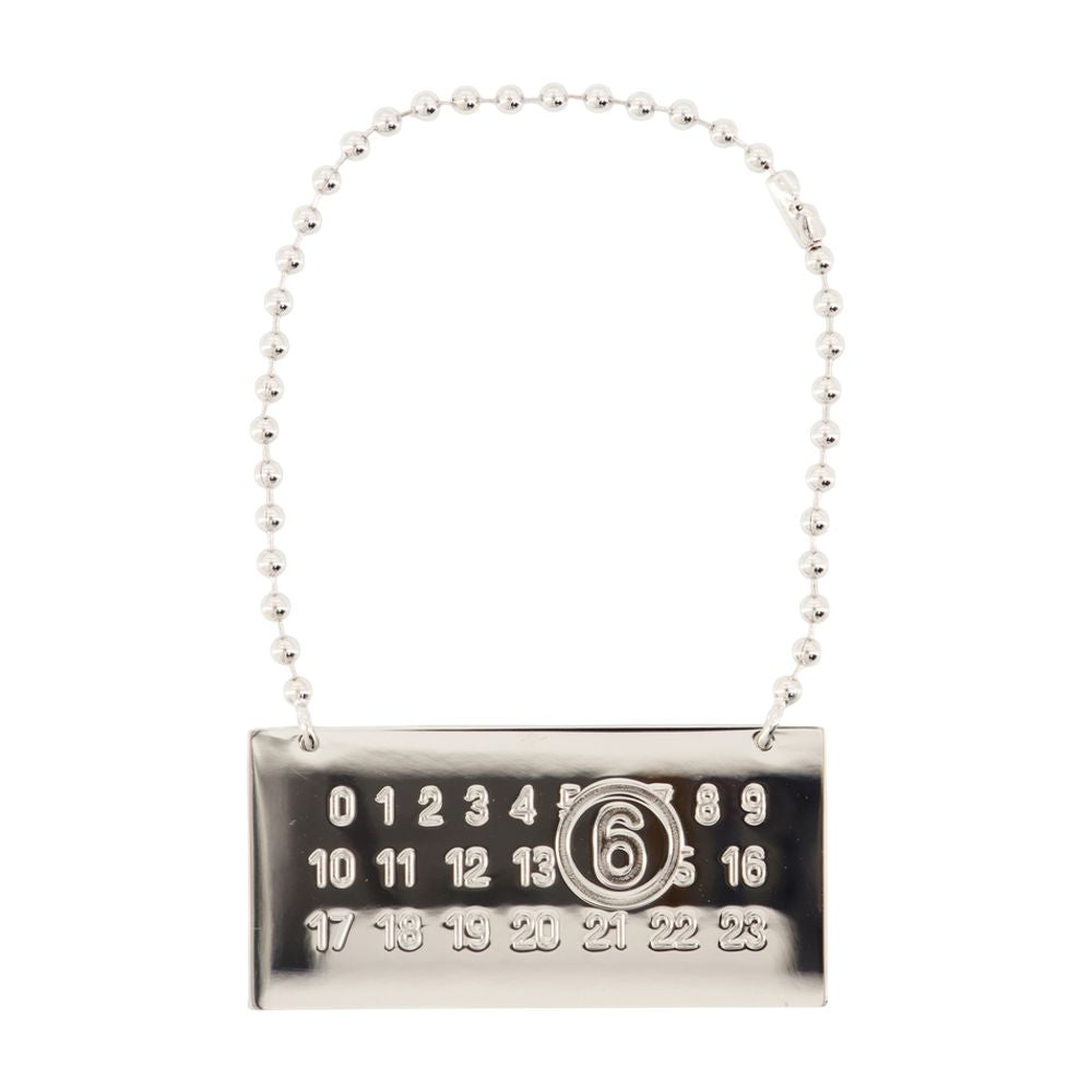 MM6 Maison Margiela Logo Plaque Charm Necklace — Silver