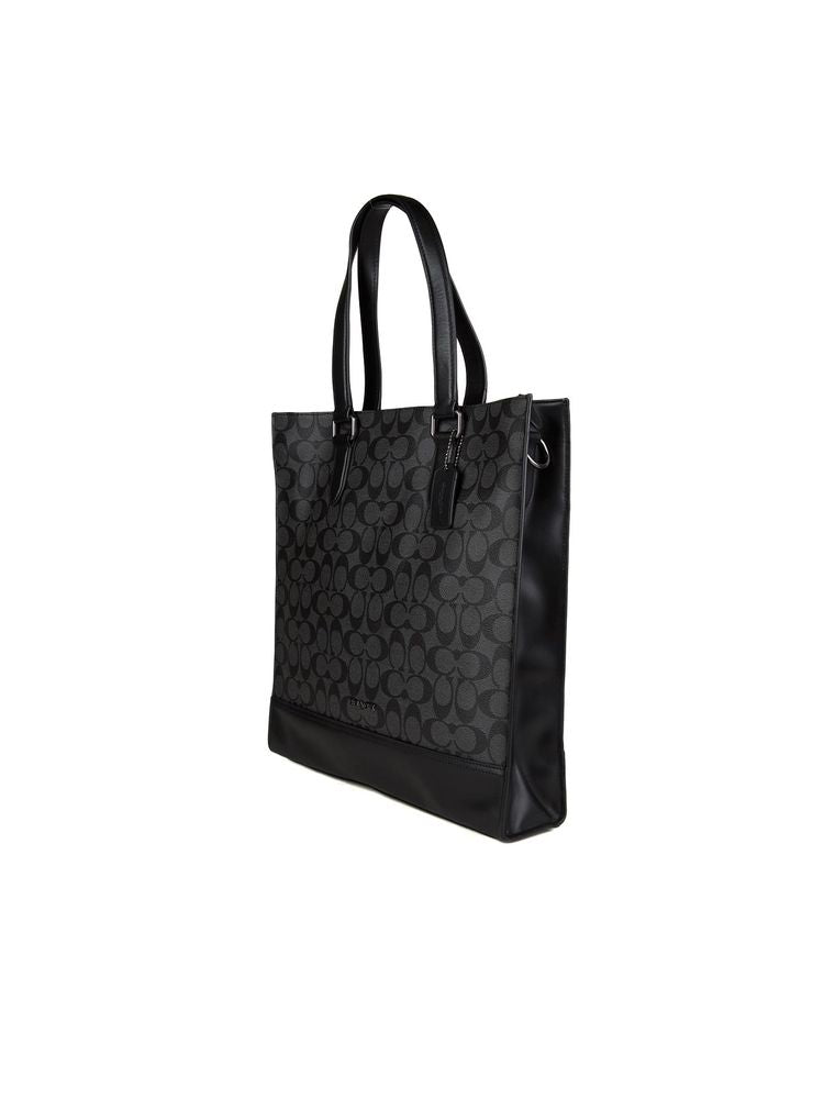 Coach Signature Monogram Calf Leather Tote Bag — Gray