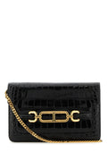 Tom Ford Crocodile-Embossed Leather Shoulder Bag — Black