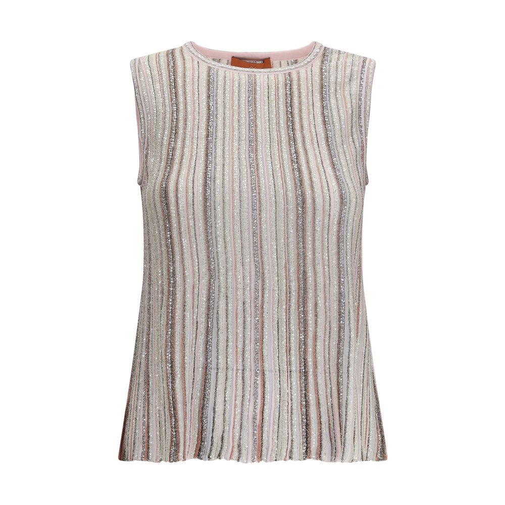 Missoni Sequin-Embellished Ribbed Lamé Tank Top — Multicolor