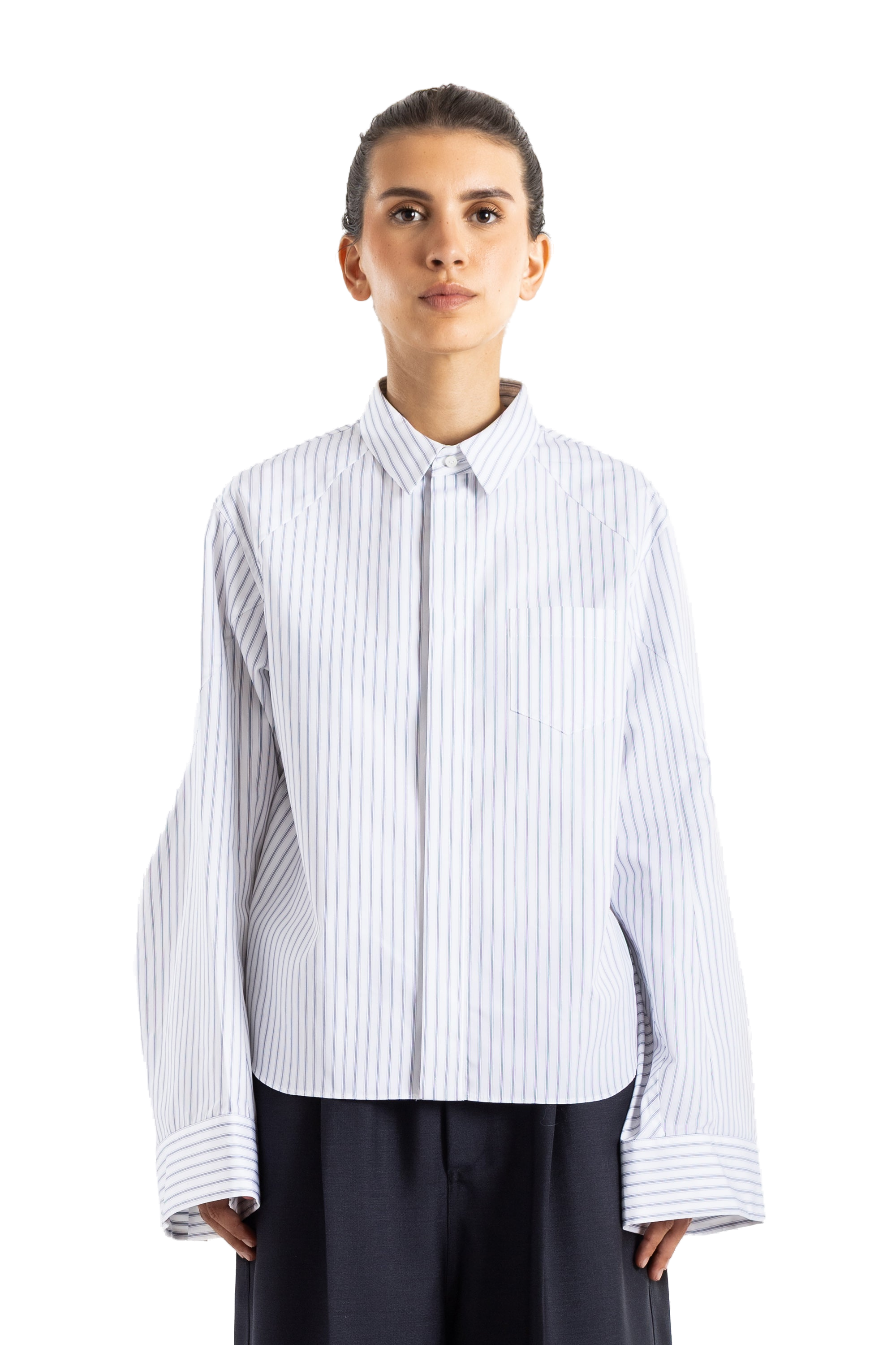 Sacai Striped Poplin Shirt — White