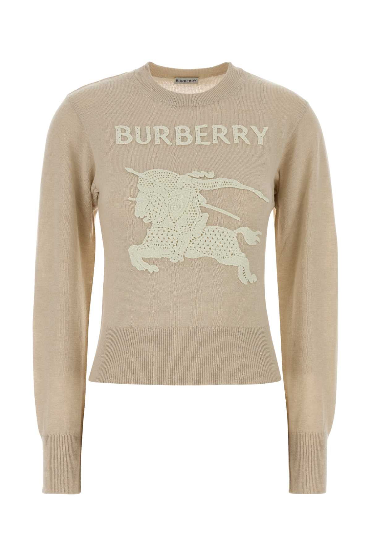 Burberry Logo and EKD Motif Knit Sweater — Beige