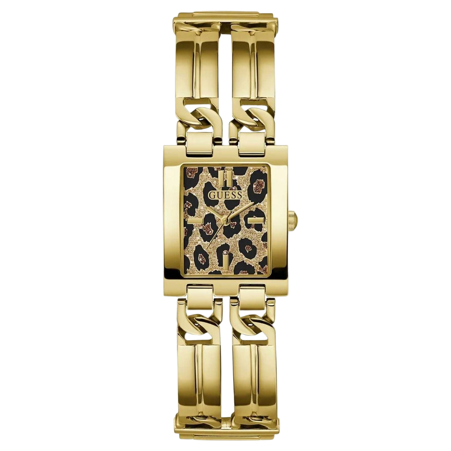 Guess Leopard-Print Dial Watch — Gold